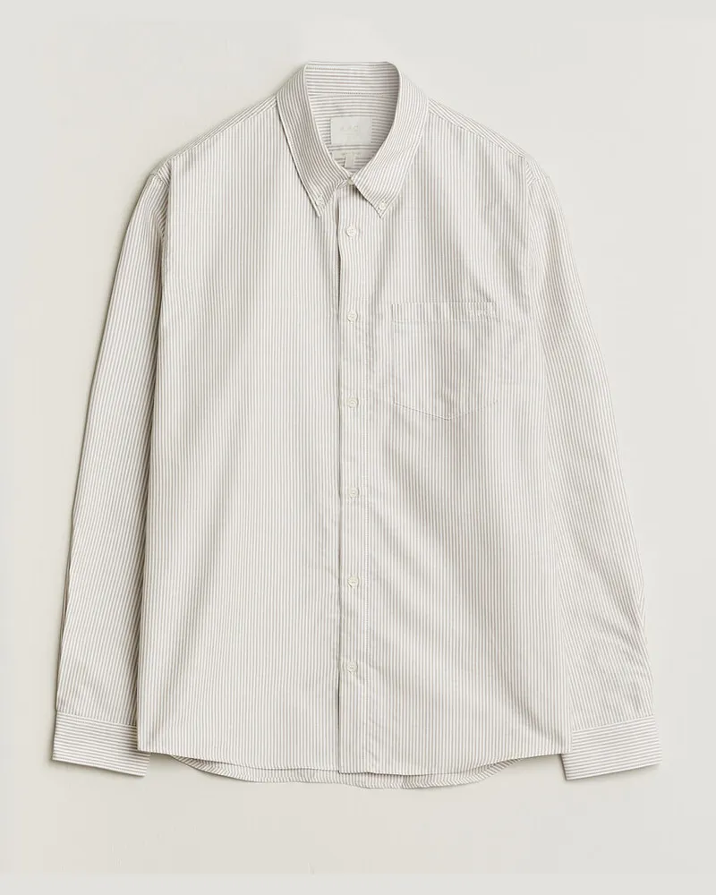 A.P.C. Greg Striped Oxford Shirt Beige/White Mehrfarbig