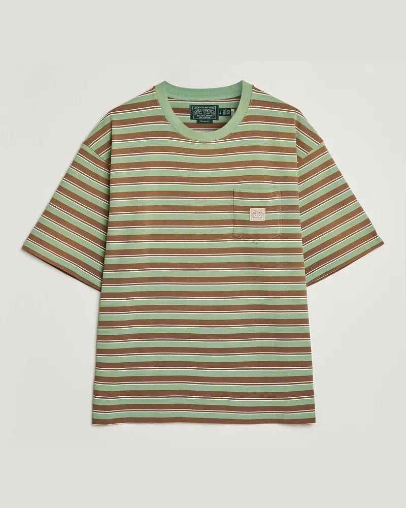 Ralph Lauren Relaxed Fit Striped T-Shirt Outback Green Braun