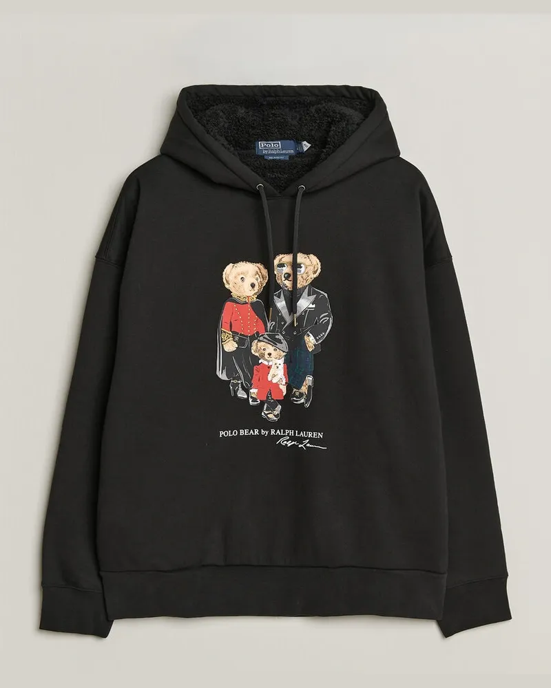 Ralph Lauren Magic Fleece Bear Hoodie Polo Black Schwarz