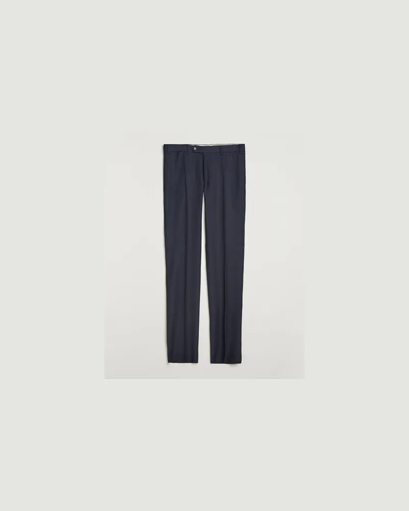 Canali Slim Fit Flannel Trousers Navy Blau