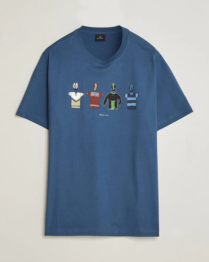 Paul Smith Cycle Jersey Crew Neck T-Shirt Blue Blau