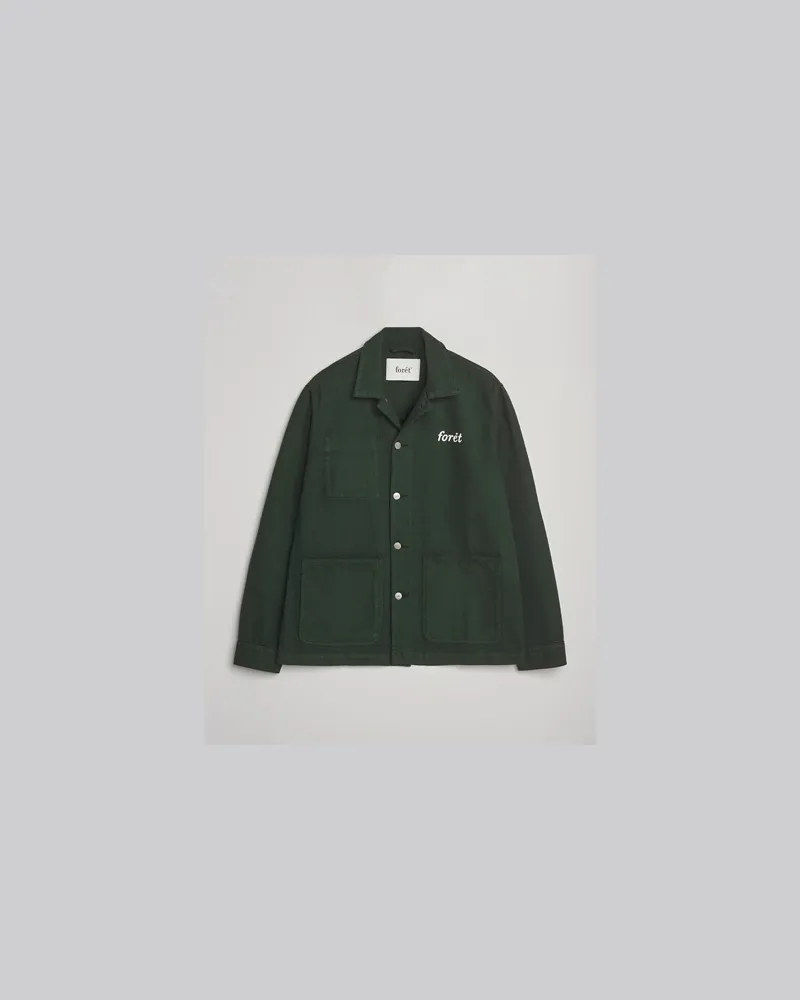 forét Wood Twill Overshirt Dark Green Grün