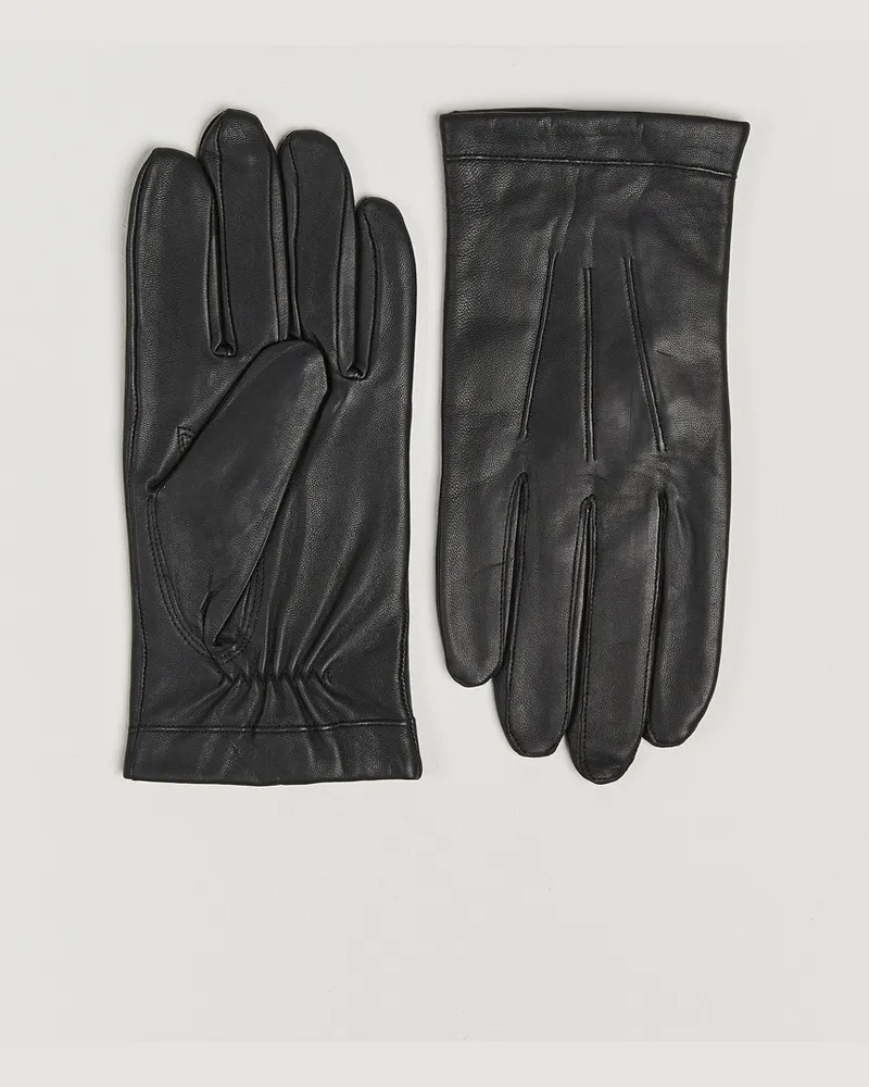 Amanda Christensen Lined Leather Gloves Black Schwarz