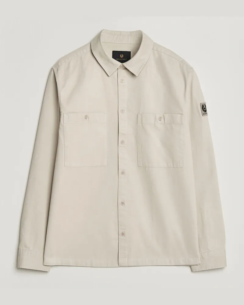 Belstaff Outpost Cotton Herringbone Overshirt Pale Stone Beige