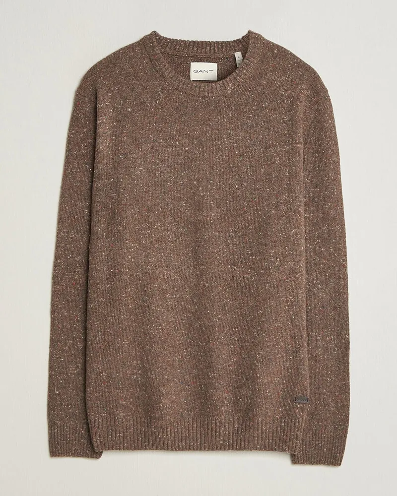 Gant Neps Wool Crew Neck Sweater Faded Taupe Braun