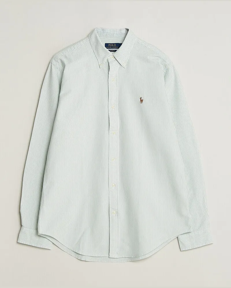 Ralph Lauren Custom Slim Fit Oxford Shirt Pistachio/White Grün