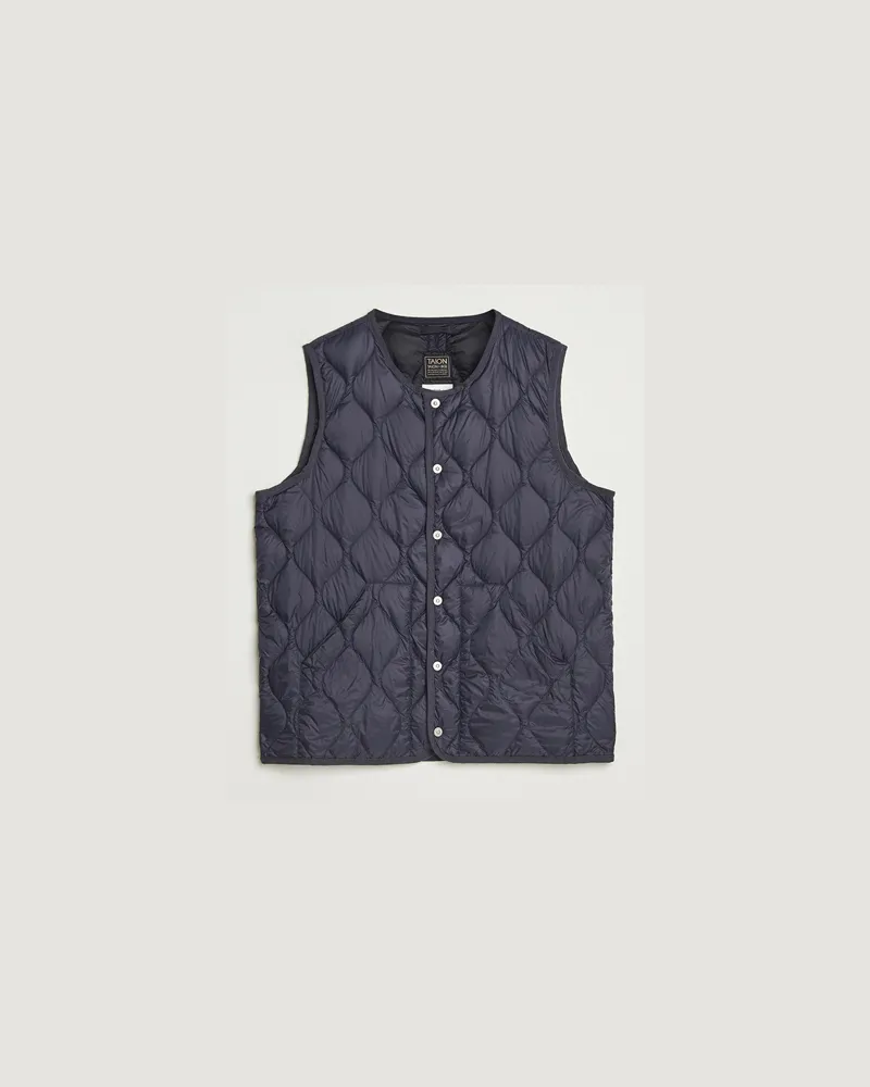 TAION Military Crew Neck Down Vest Navy Blau
