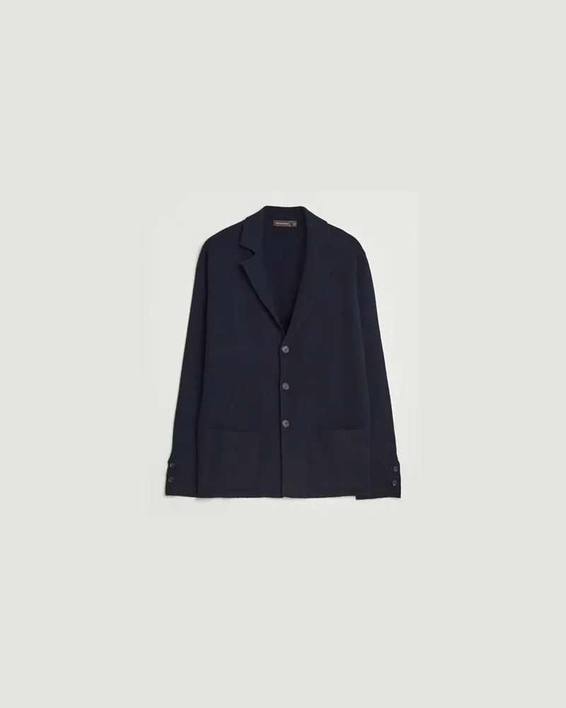 Oscar Jacobson Antonio Knitted Wool Blazer Navy Blau