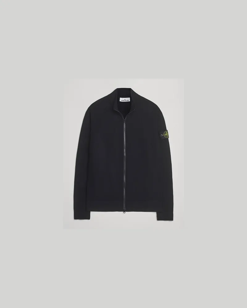 Stone Island Stretch Wool Zip Cardigan Black Schwarz