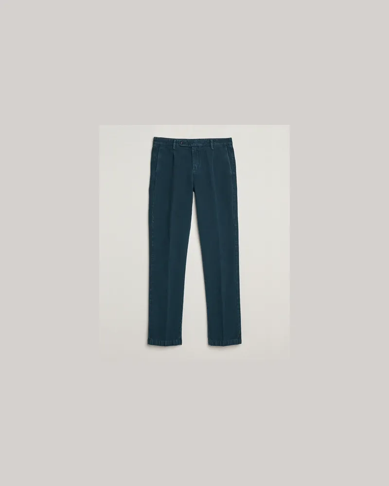 Massimo Alba Ionio Pleated Moleskine Trousers Petrol Blue Blau