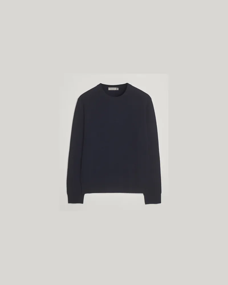 Canali Wool/Cashmere Crew Neck Navy Blau
