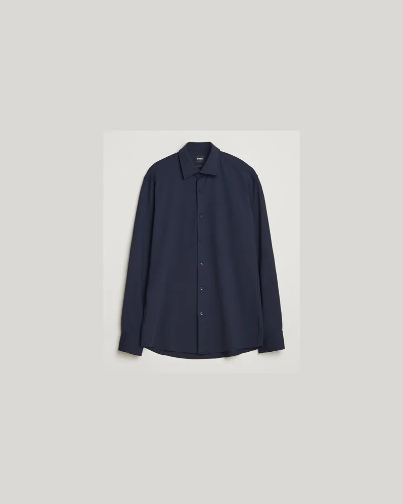 HUGO BOSS Hank Structured Jersey Shirt Dark Blue Blau