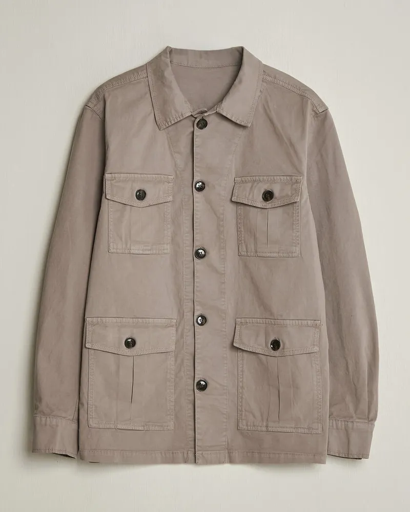 Oscar Jacobson Safari Cotton Shirt Jacket Grey Grau