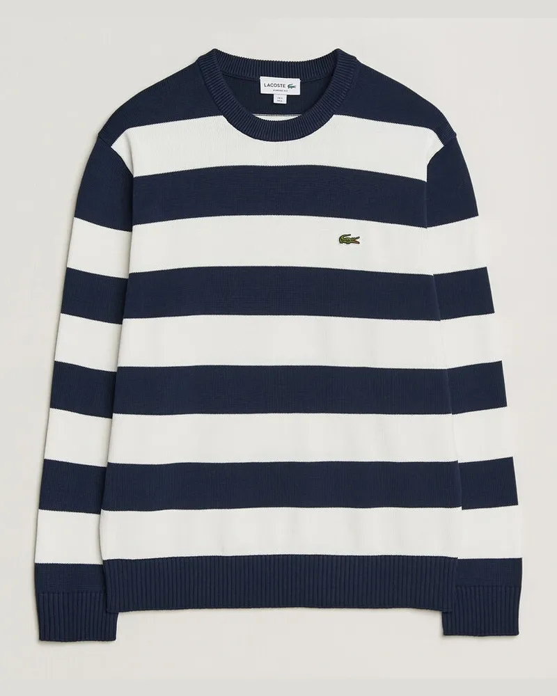 Lacoste Cotton Knitted Striped Sweater Navy Blue/Flour Mehrfarbig