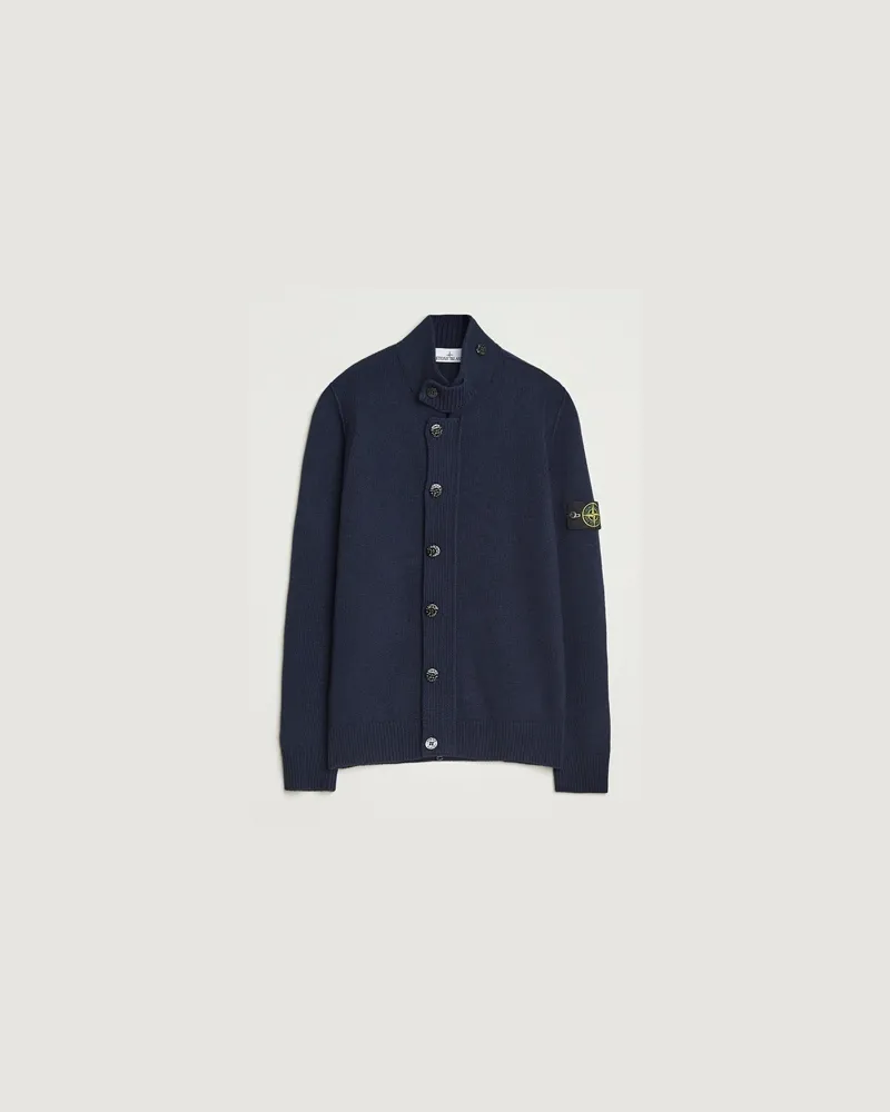 Stone Island Knitted Lambswool Zip Cardigan Navy Blau