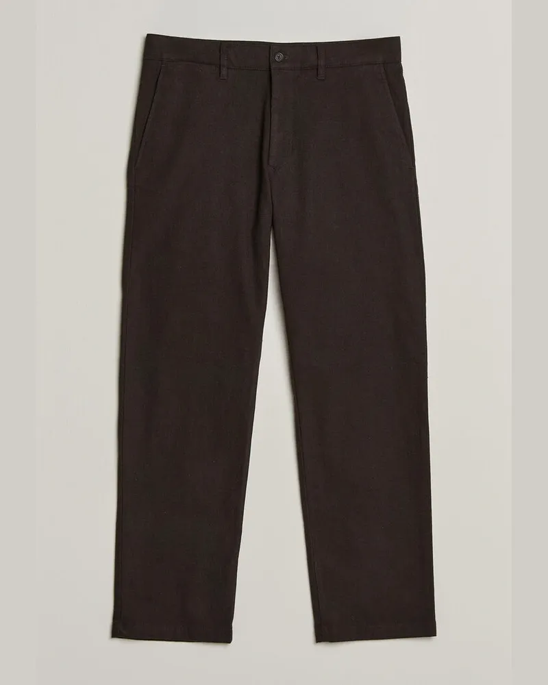 NN 07 Aden Brushed Cotton Trousers Deep Truffle Braun