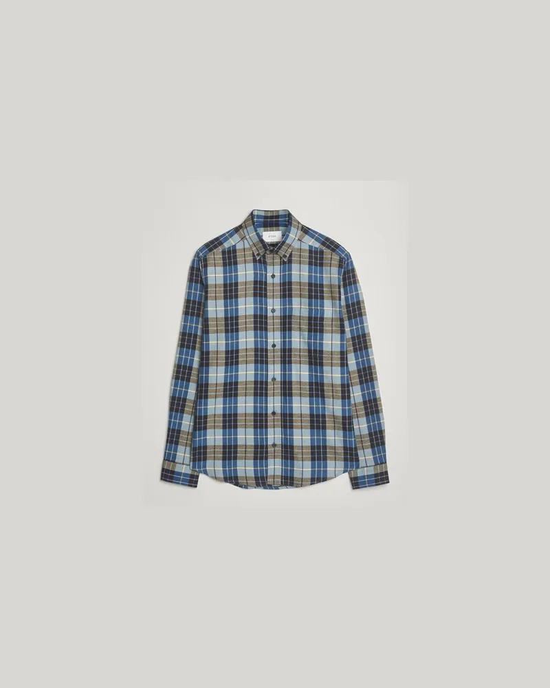 Eton Casual Fit Checked Flannel Shirt Blue Multi Mehrfarbig