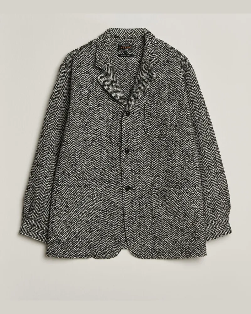 Beams Plus Wool Herringbone Jacket Grey Grau