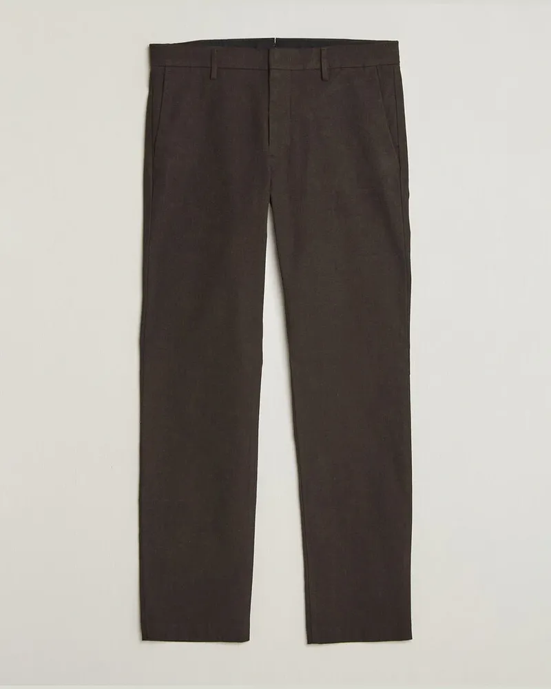 NN 07 Theo Brushed Cotton Trousers Deep Truffle Braun