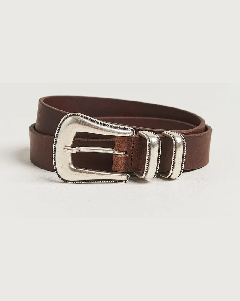 Nudie Jeans Western Silver Belt Dark Brown Braun