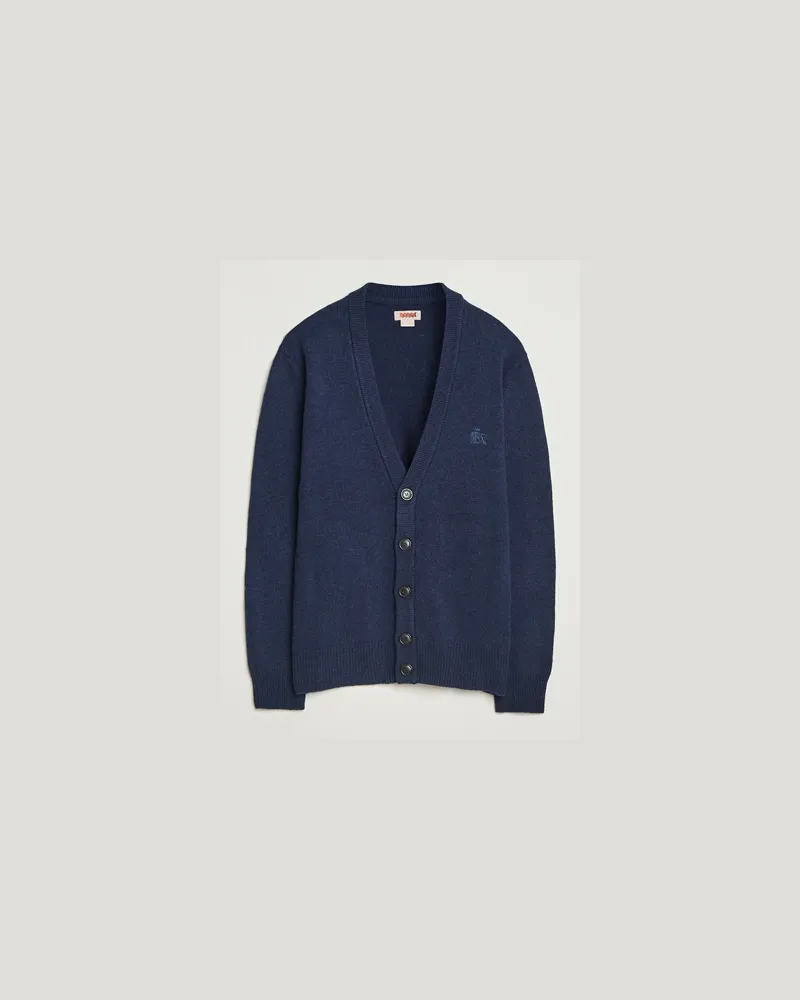 Baracuta Shetland Virgin Wool Cardigan Navy Blau