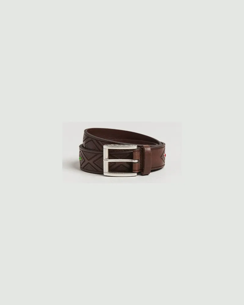 Anderson's Diamond Pattern Western 3,5cm Belt Brown Braun