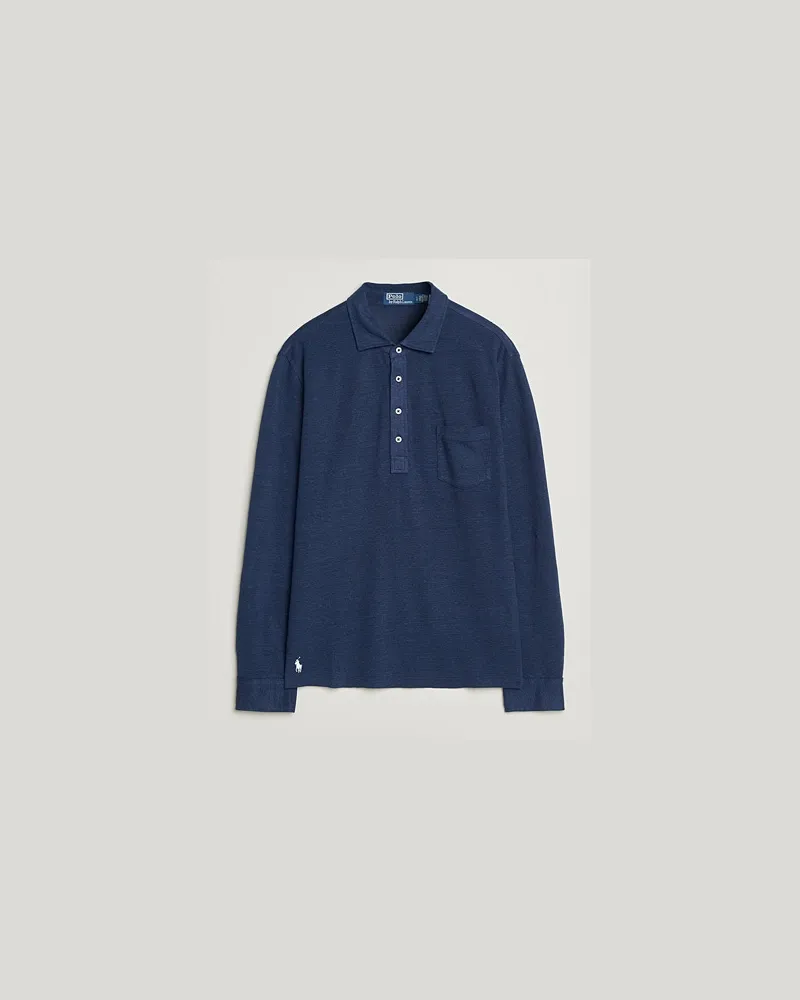 Ralph Lauren Long Sleeve Linen Polo Newport Navy Blau