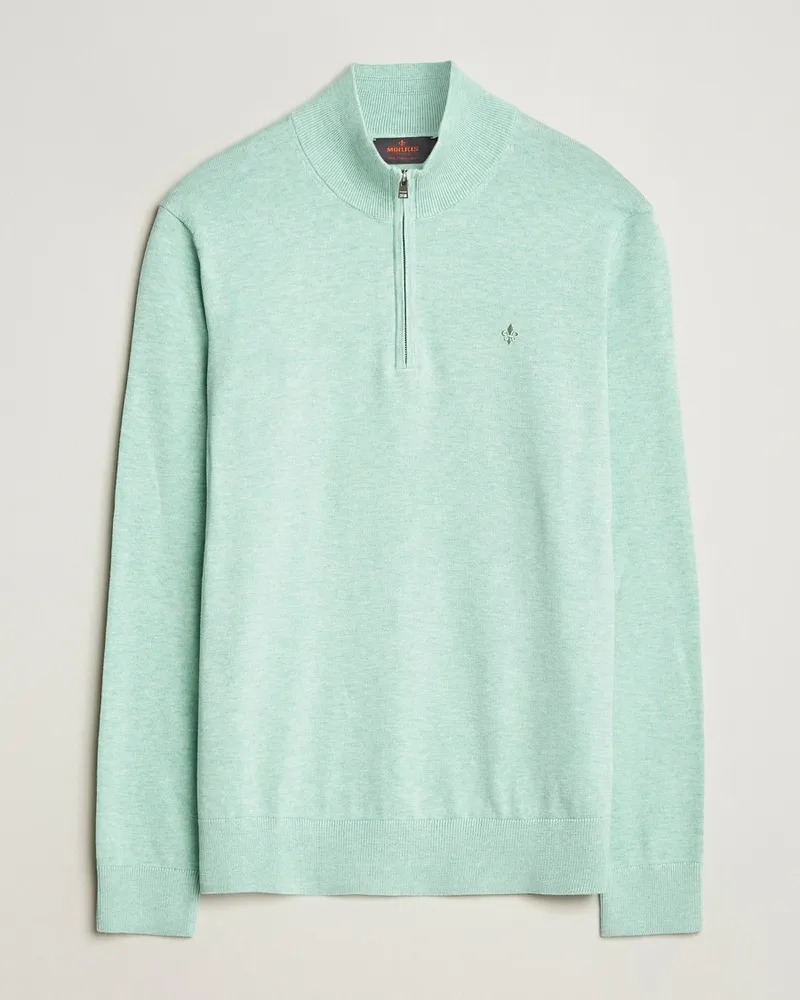 Morris Riley Cotton Half Zip Light Green Grün