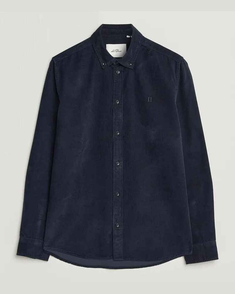 LES DEUX Pinwale Corduroy Shirt Dark Navy Blau