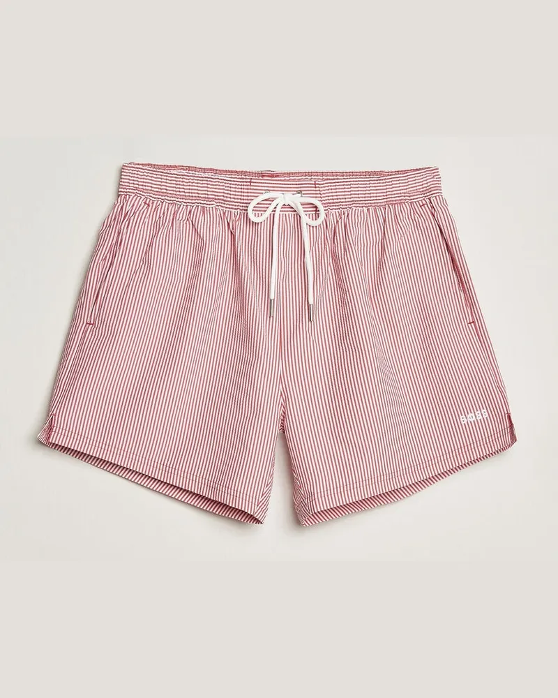 HUGO BOSS Velvetfish Seersucker Swimshorts Dark Red Rot