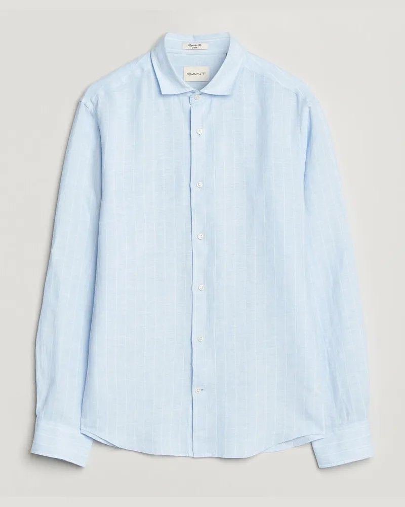 Gant Regular Fit Linen Striped Shirt Sky Blue Blau