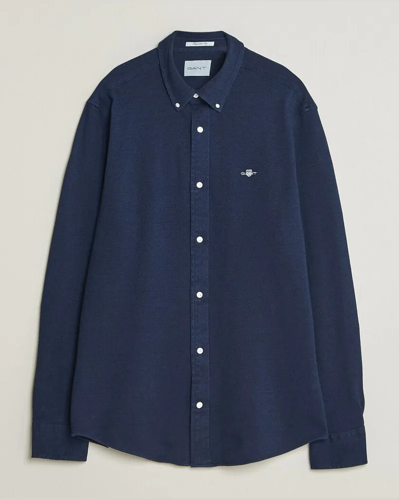 Gant Regular Fit Indigo Jersey Pique Shirt Dark Blue Blau