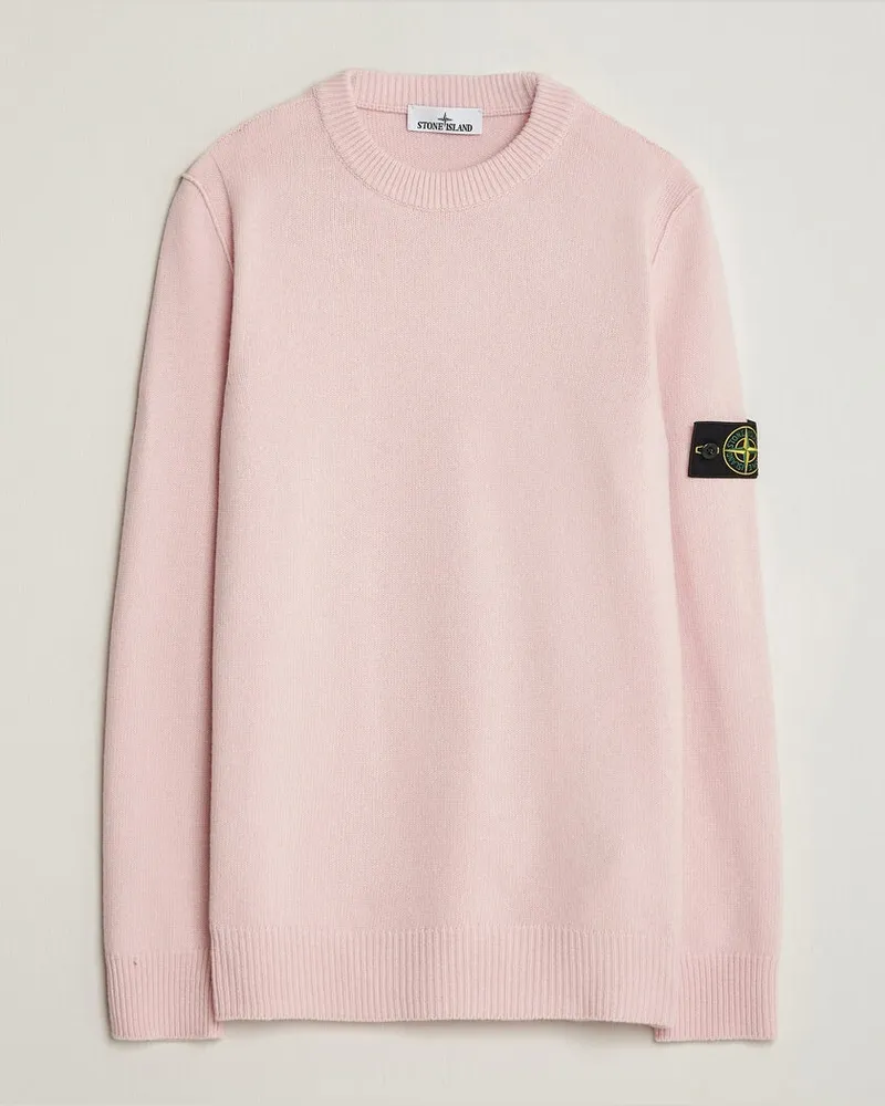 Stone Island Knitted Lambswool Crew Neck Antique Rose Rosa