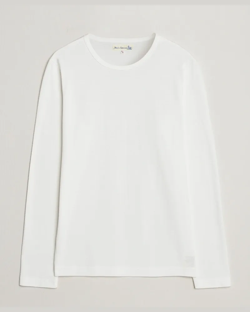 Merz b. Schwanen 1950s Classic Loopwheeled Longsleeve T-Shirt White Weiß