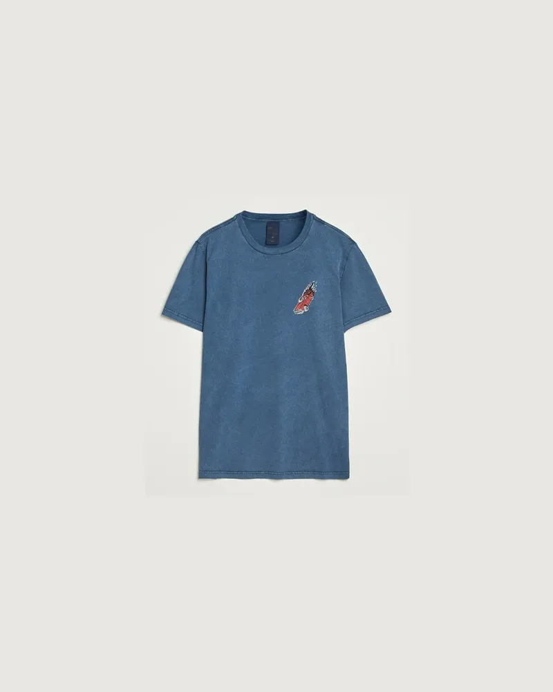 Nudie Jeans Roy Basement Tracks T-Shirt Blue Blau