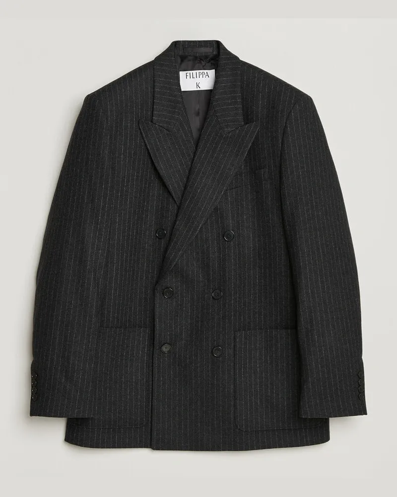 Filippa K Michael Wool Flannel Pinstriped Blazer Anthracite Grau