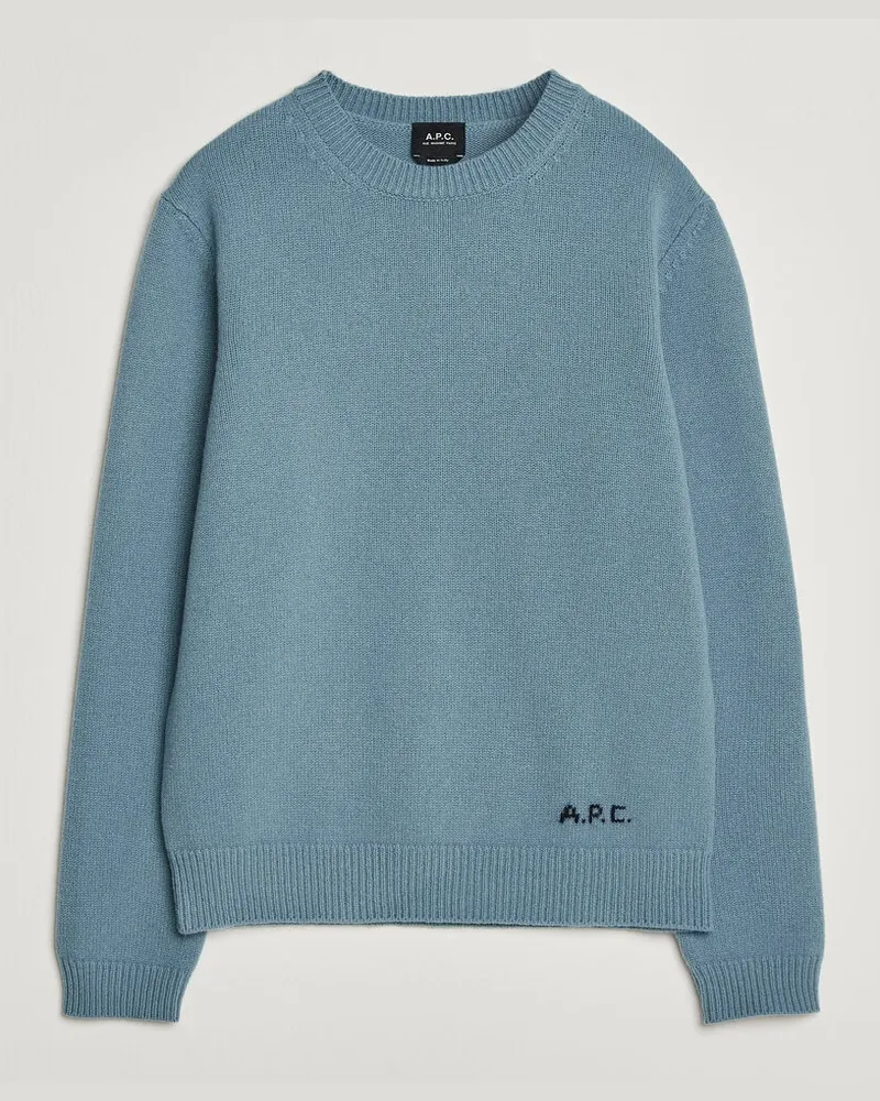 A.P.C. Edmond Wool Knitted Sweater Light Blue Melange Blau