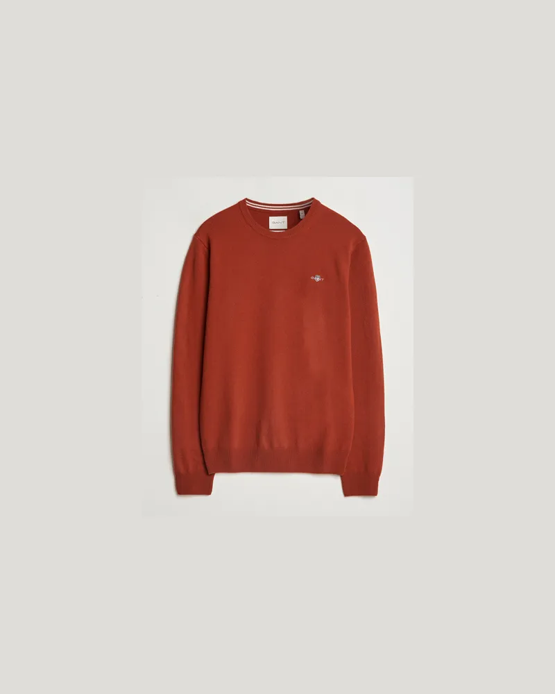 Gant LambsWoll Rundhalspullover Iron Red Rot