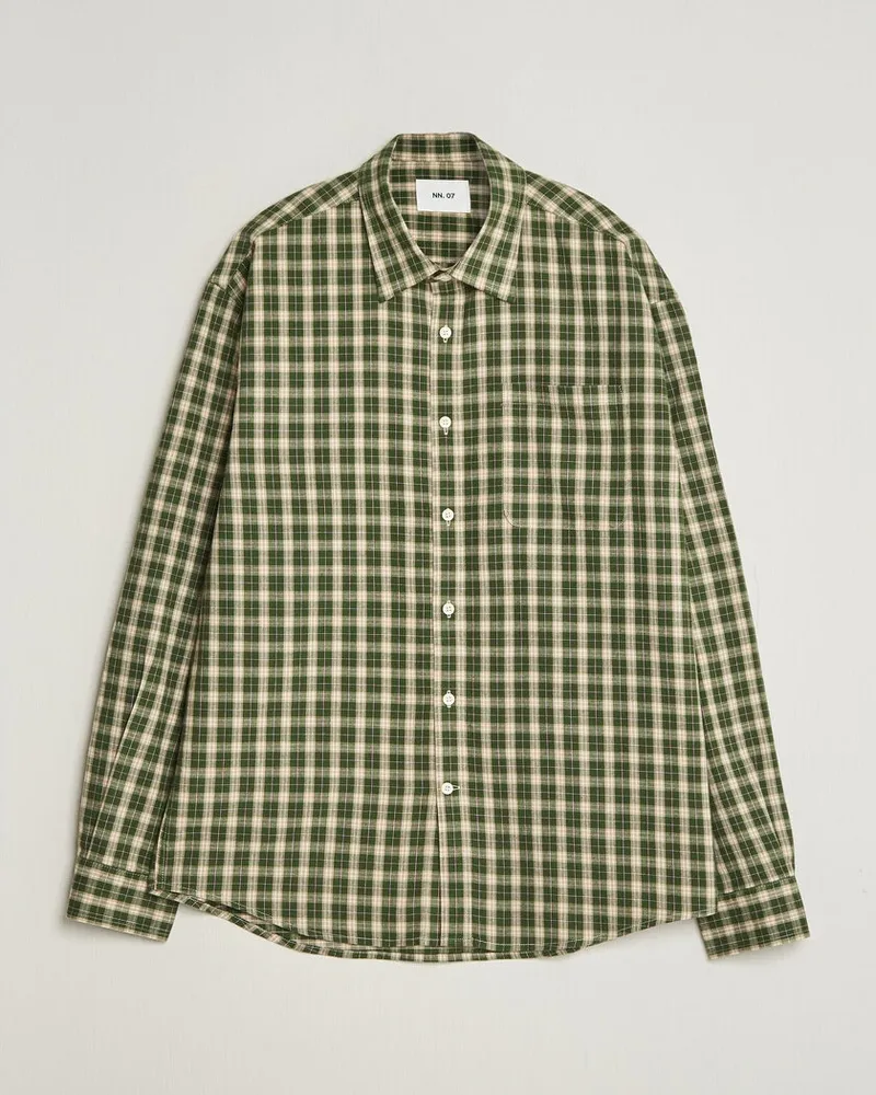 NN 07 Deon Flannel Shirt Eden Green Check Grün