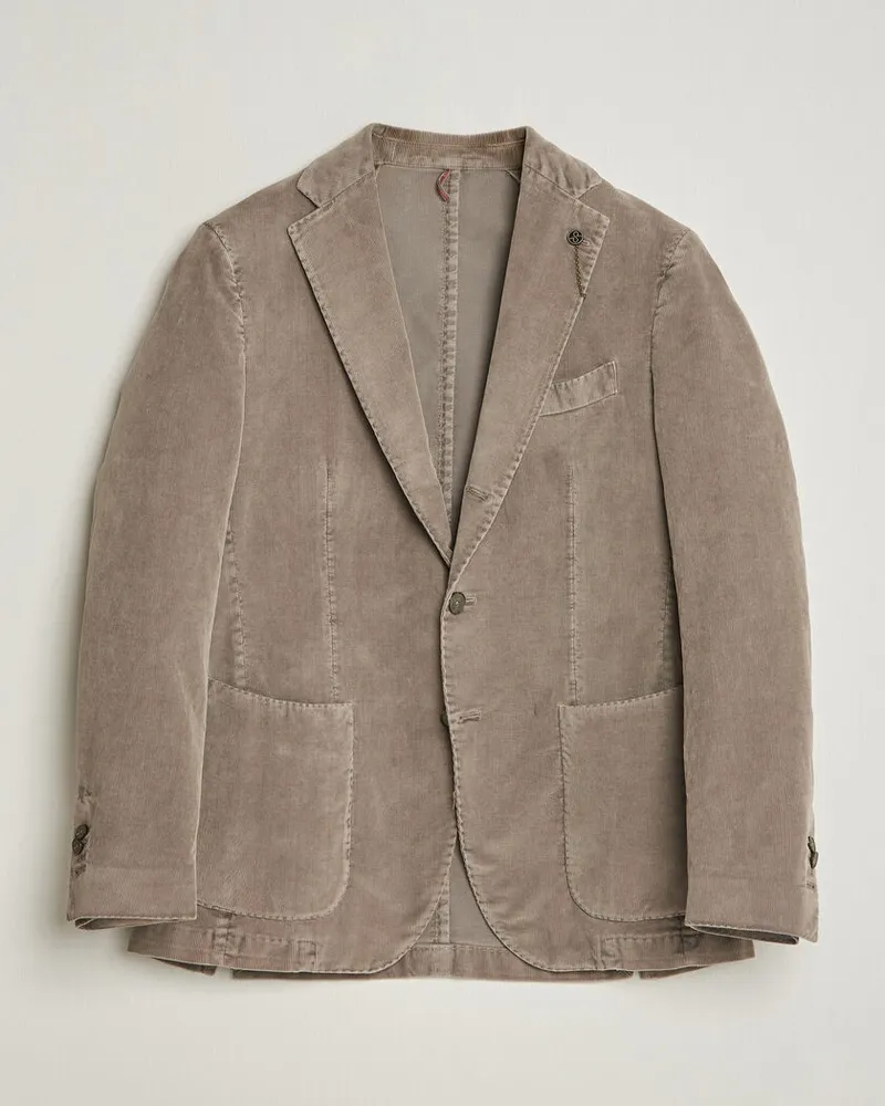 Biagio Santaniello Corduroy Patch Pocket Blazer Taupe Beige