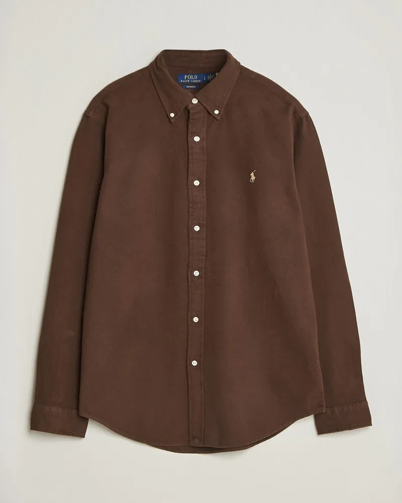 Ralph Lauren Custom Fit Brushed Flannel Shirt Nutmeg Brown Braun