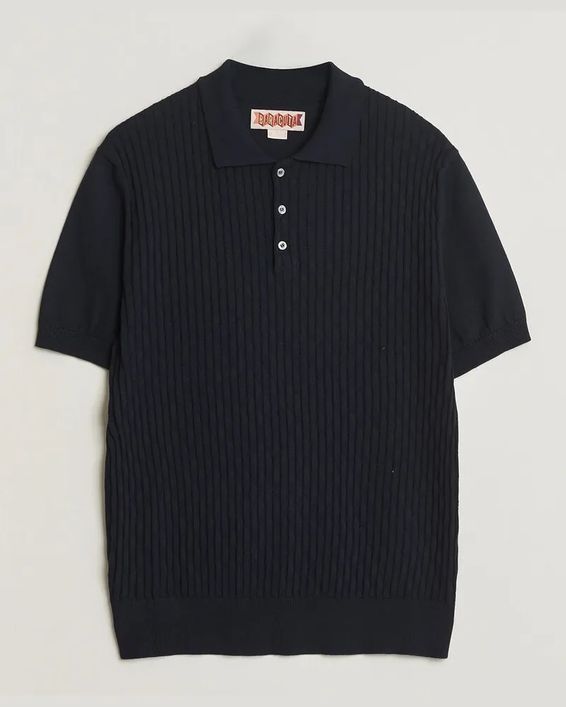 Baracuta Pattern Stich Polo Navy Blau