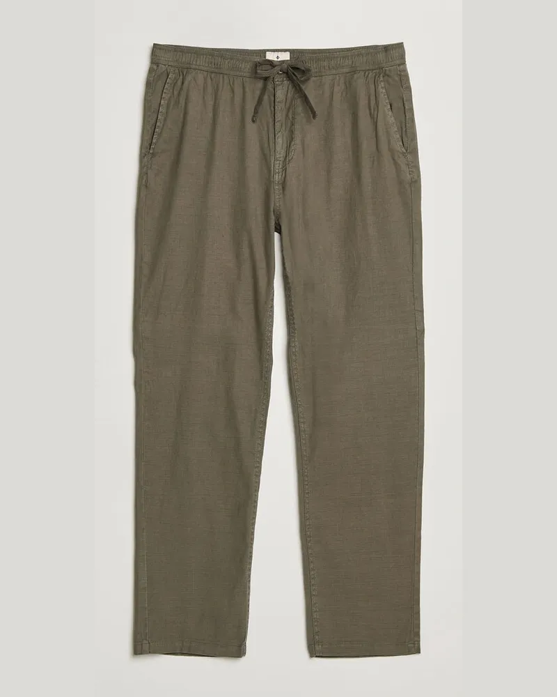 Morris Fenix Linen Trousers Olive Grün