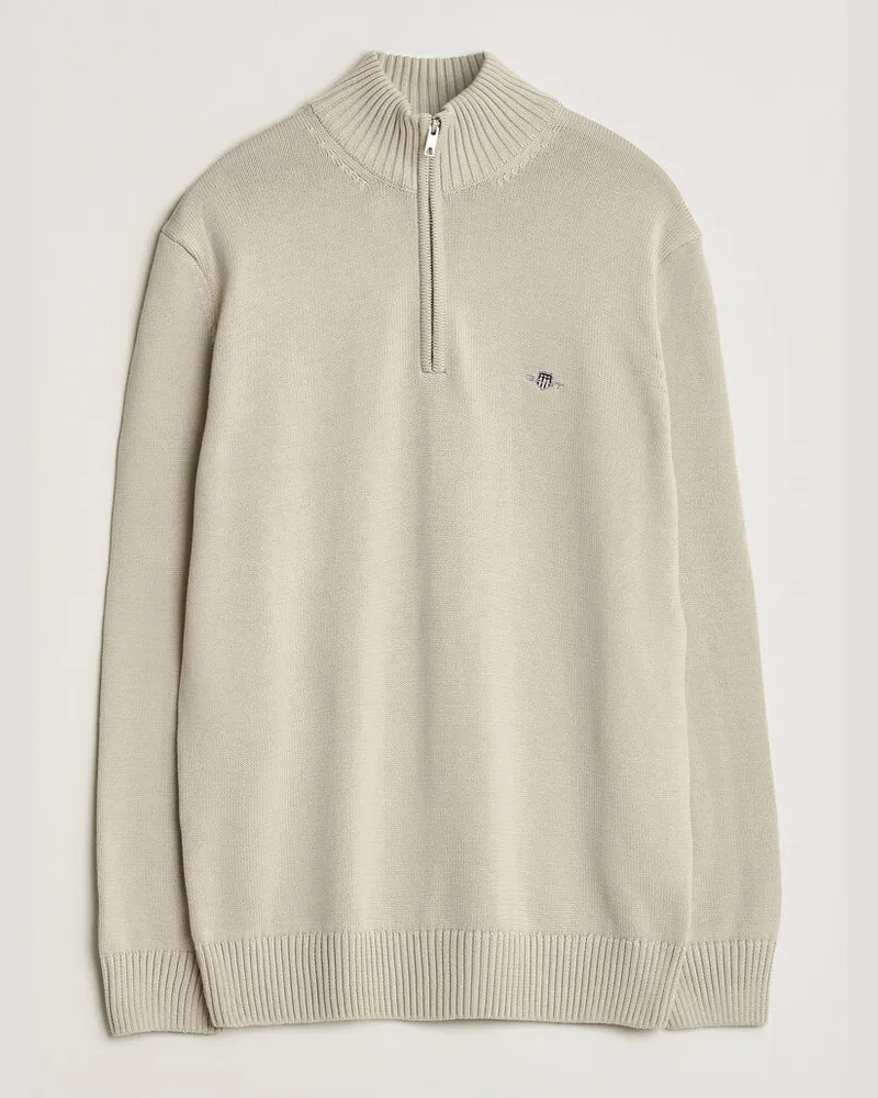 Gant Casual Cotton Knitted Half Zip Clay Beige Beige