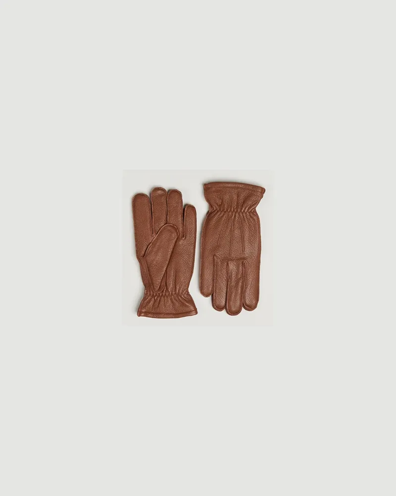 Ralph Lauren Full Grain Leather Gloves Caramel Braun