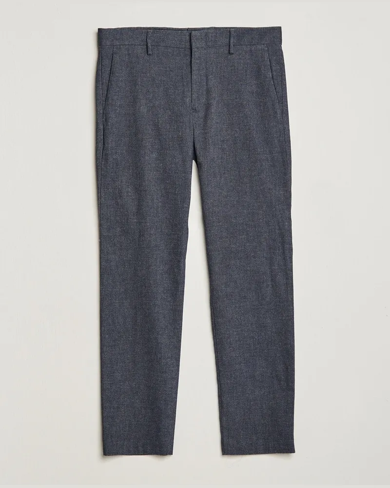 NN 07 Theo Brushed Cotton Trousers Navy Blue Blau