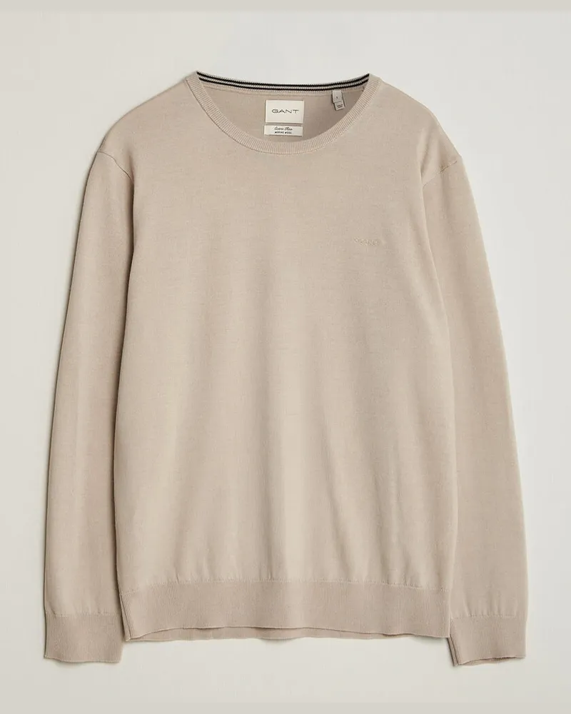 Gant Extrafine Merino Knitted Crew Neck Clay Beige Beige