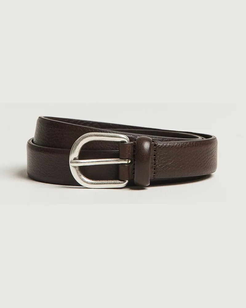 Anderson's Grained Leather Belt 2,5 cm Dark Brown Braun
