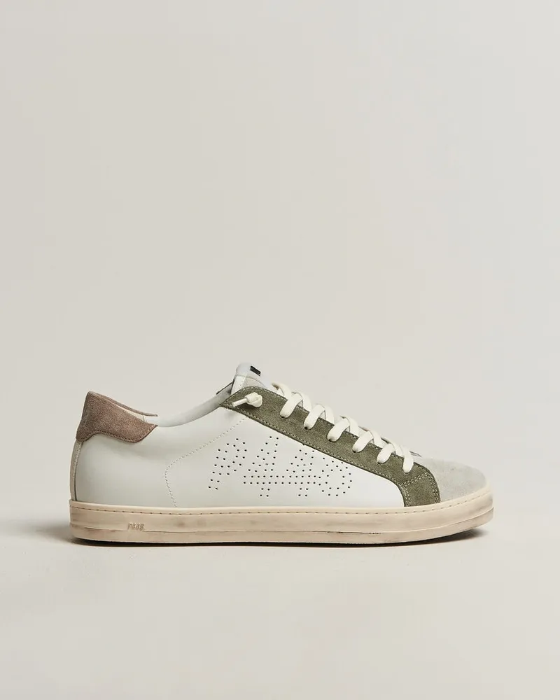 P448 John Leather/Suede Sneaker White/Olive/Grey Weiß