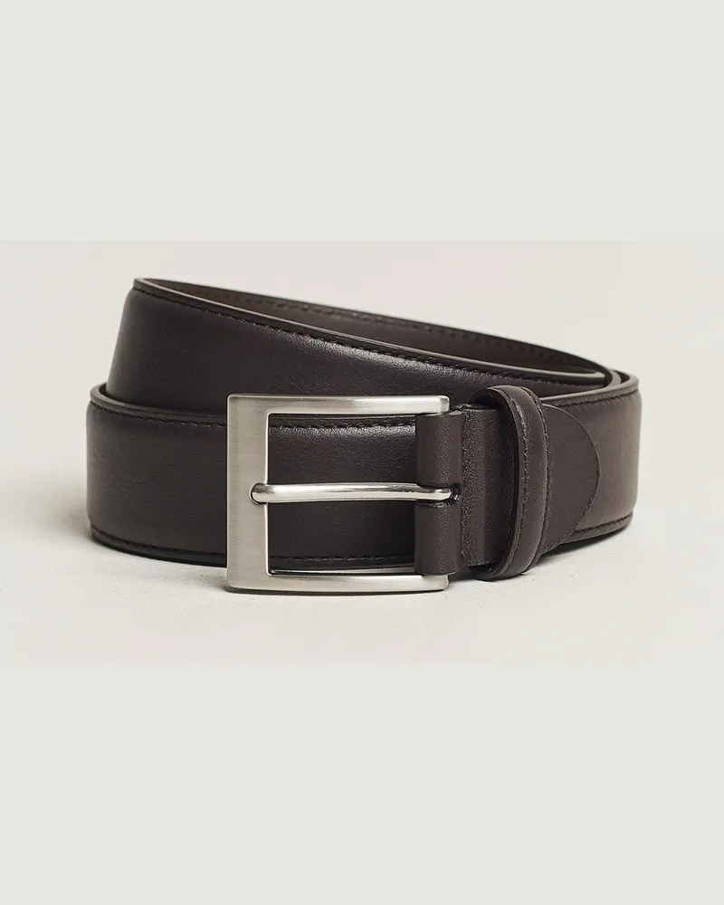 Canali Classic Leather Belt Dark Brown Calf Braun